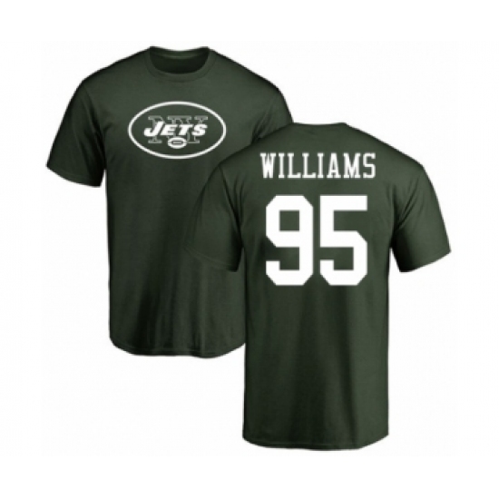 Football New York Jets #95 Quinnen Williams Green Name & Number Logo T-Shirt - Jersey