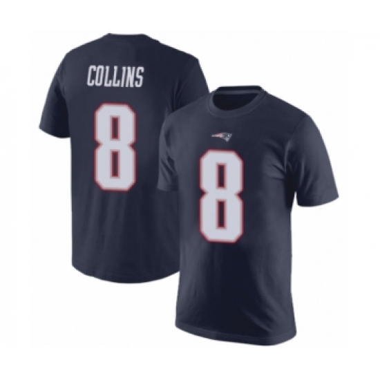 Football New England Patriots #8 Jamie Collins Navy Blue Rush Pride Name & Number T-Shirt - Jersey