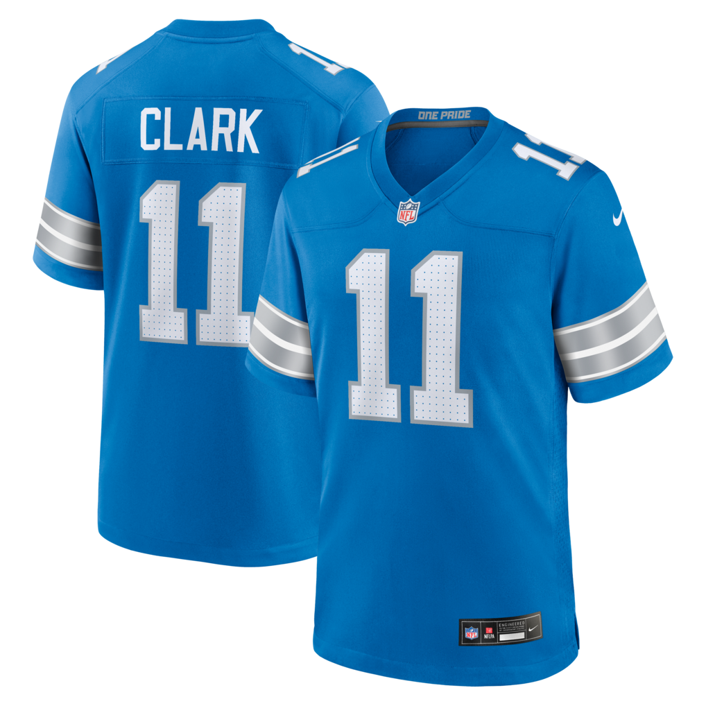 Men's Detroit Lions Damone Clark Nike Blue Team Game Jersey - Jersey
