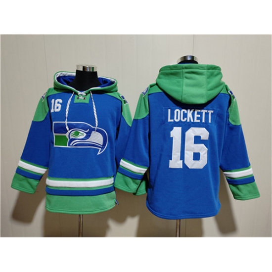 Men's Seattle Seahawks #16 Tyler Lockett Ageless Must-Have Lace-Up Pullover Hoodie - Jersey