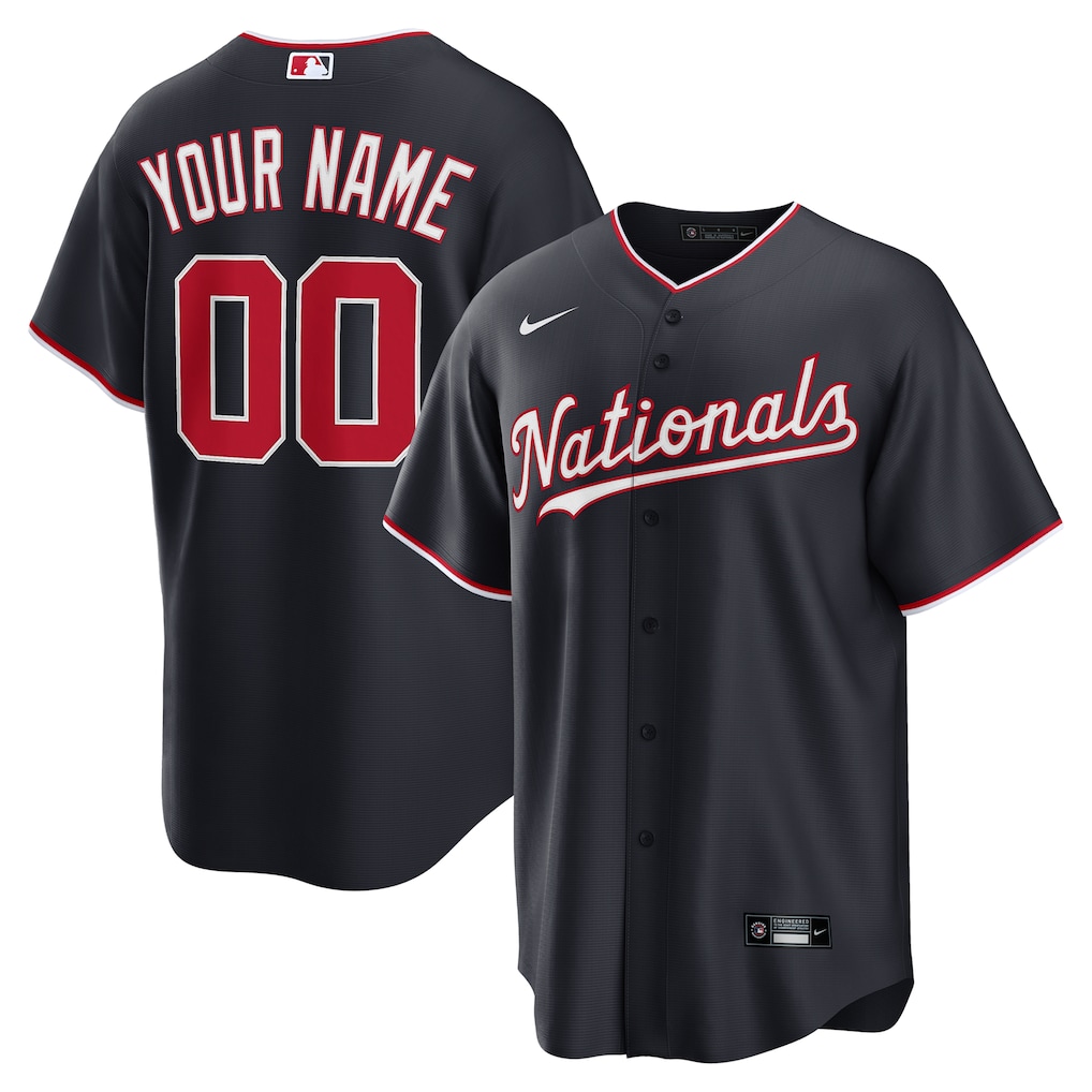 Men's  Washington Nationals  Nike Navy Alternate Custom Replica Jersey - Jersey