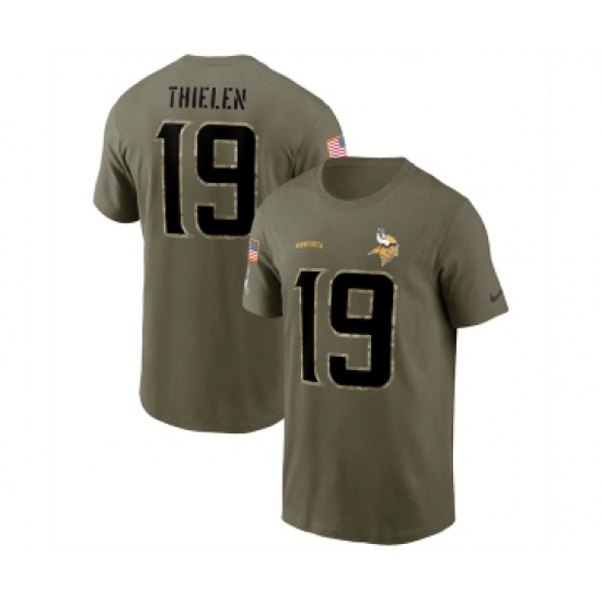 Men's Minnesota Vikings #19 Adam Thielen 2022 Olive Salute to Service T-Shirt - Jersey