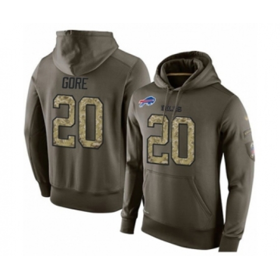 Football Men's Buffalo Bills #20 Frank Gore Green Salute To Service Pullover Hoodie - Jersey