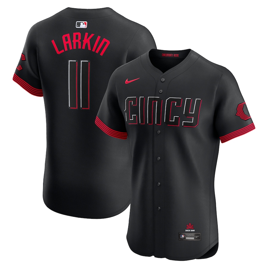 Men's Cincinnati Reds Barry Larkin Nike Black City Connect Elite Jersey - Jersey