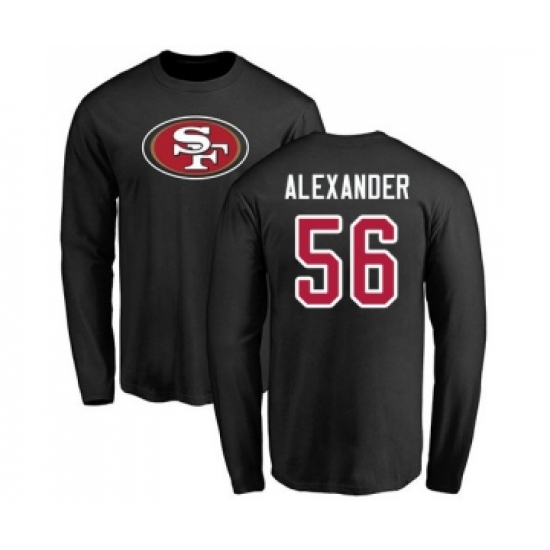 Football San Francisco 49ers #56 Kwon Alexander Black Name & Number Logo Long Sleeve T-Shirt - Jersey