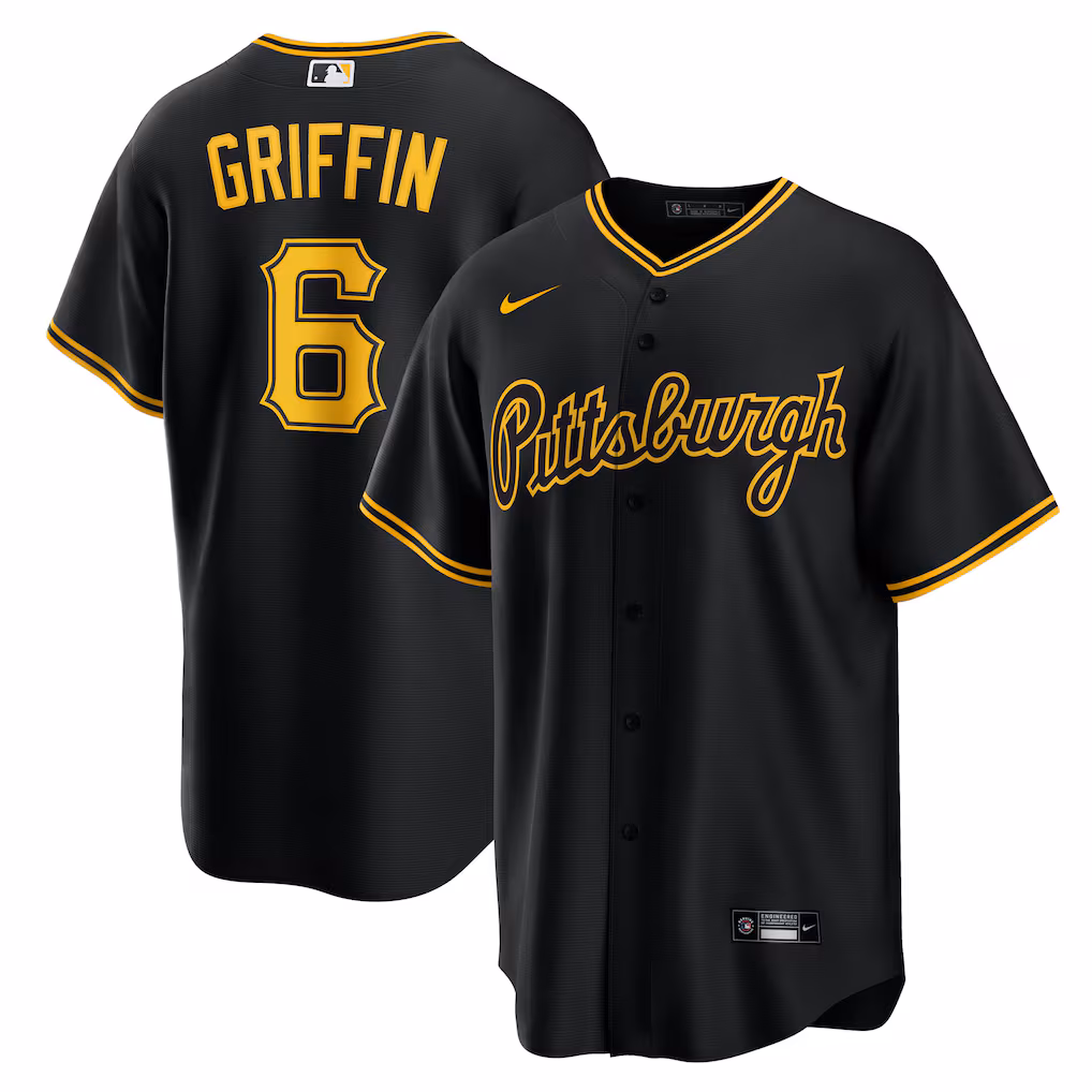 Men's Pittsburgh Pirates Konnor Griffin Nike Black Alternate Replica Jersey - Jersey