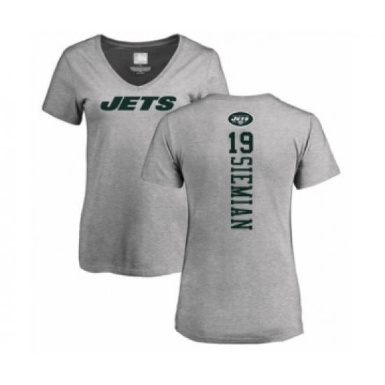 Football Women's New York Jets #19 Trevor Siemian Ash Backer T-Shirt - Jersey