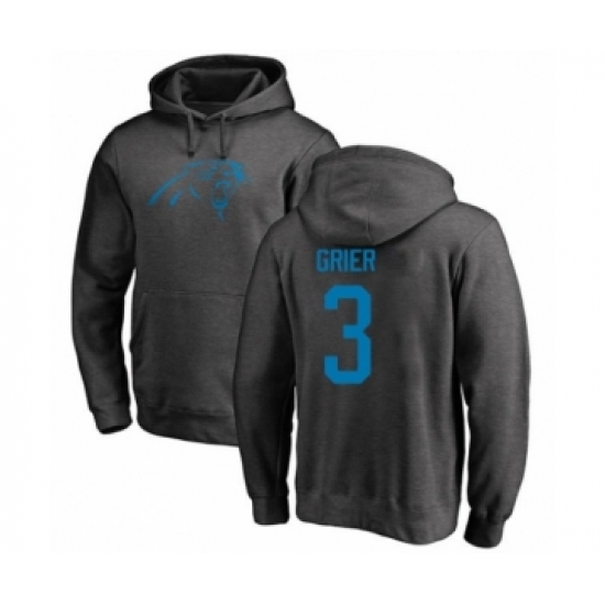 Football Carolina Panthers #3 Will Grier Ash One Color Pullover Hoodie - Jersey