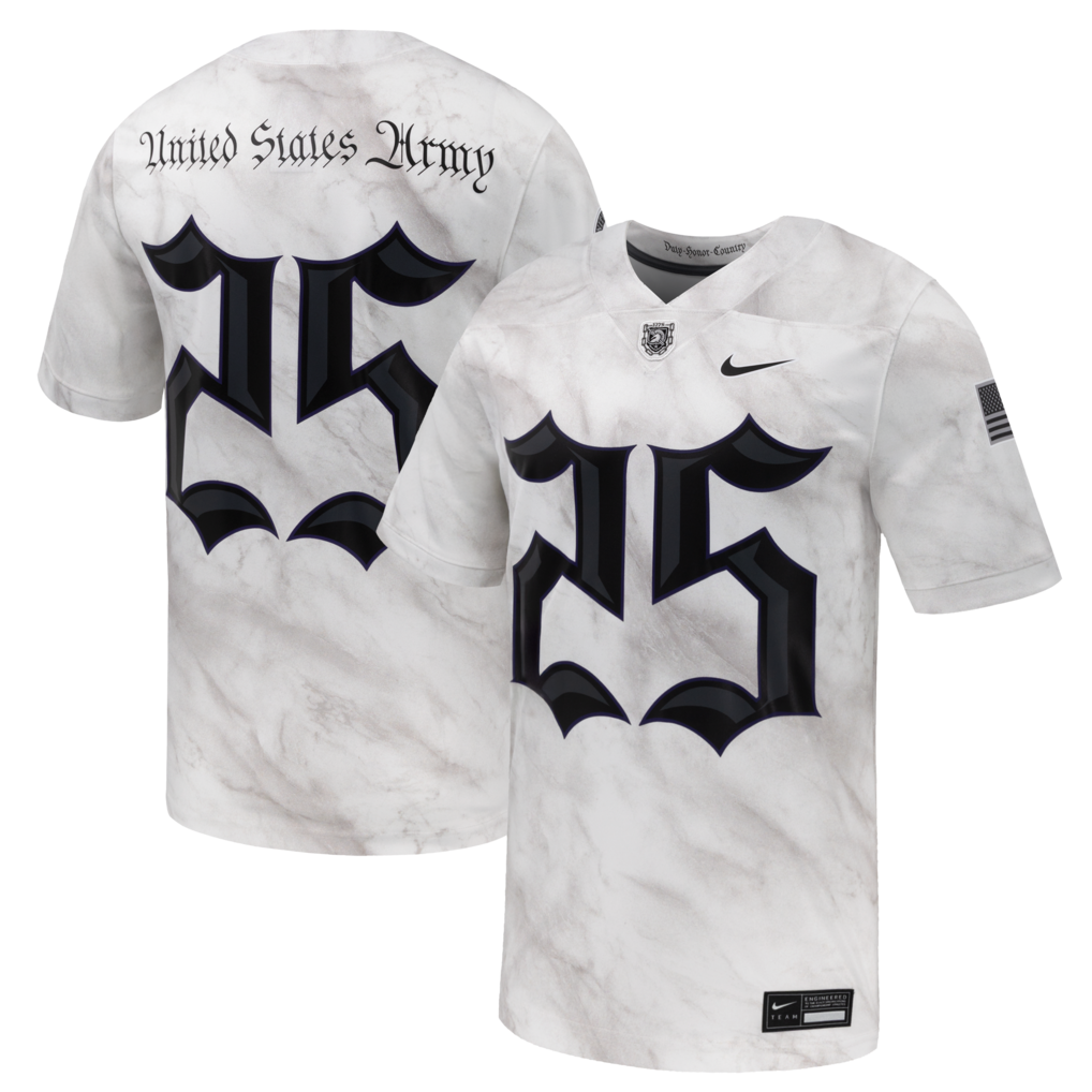 Men's Nike #25 White Army Black Knights Army 250 Collection Game Football Jersey - Jersey