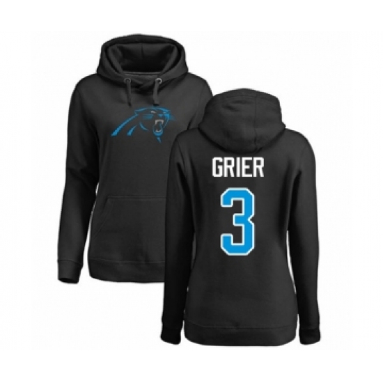 Football Women's Carolina Panthers #3 Will Grier Black Name & Number Logo Pullover Hoodie - Jersey