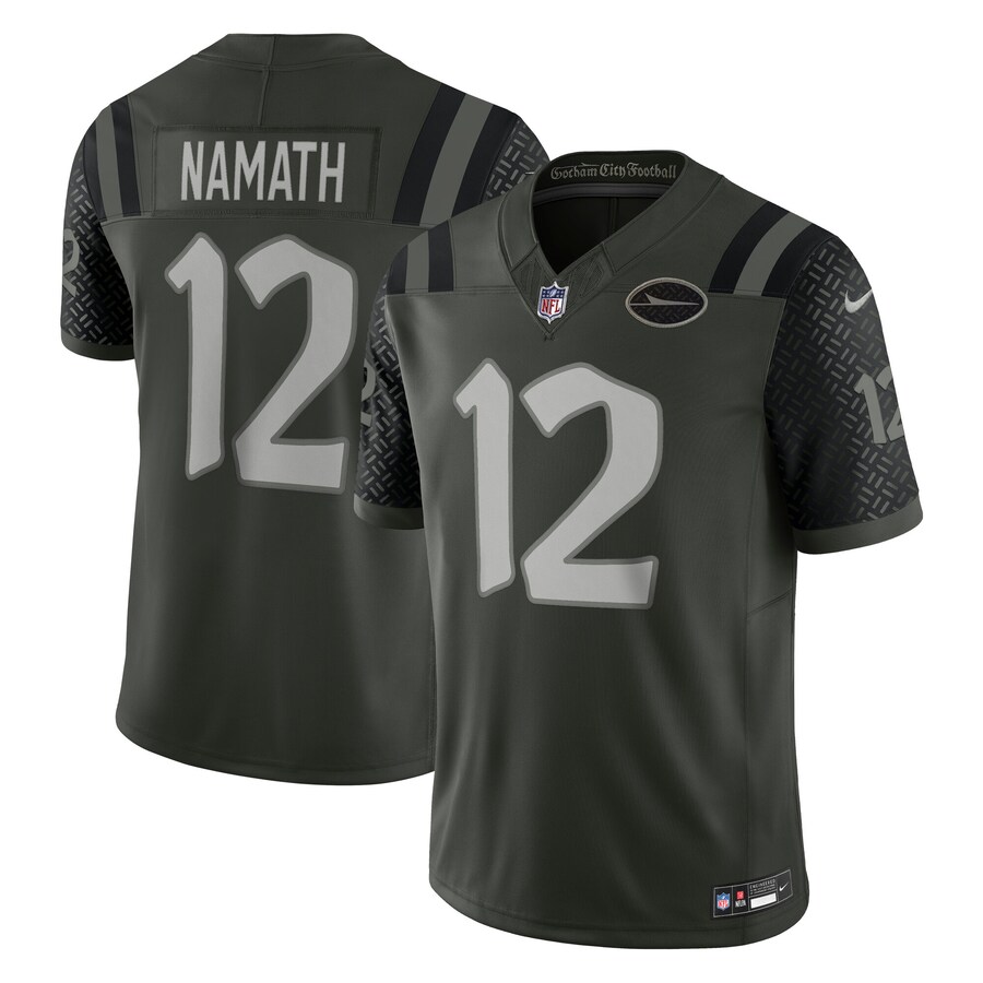 Men's New York Jets Joe Namath Nike Gotham Green 2025 Rivalries Collection Retired Player Limited Jersey - Jersey