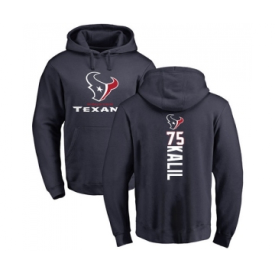 Football Houston Texans #75 Matt Kalil Navy Blue Backer Pullover Hoodie - Jersey