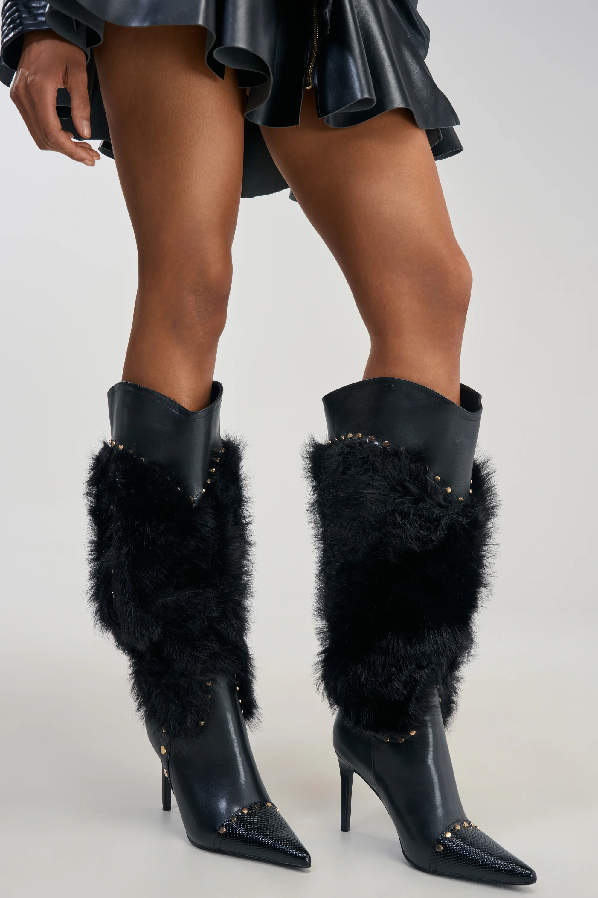 AZALEA WANG ALISETTE BLACK FUR BOOT - Akira Wear