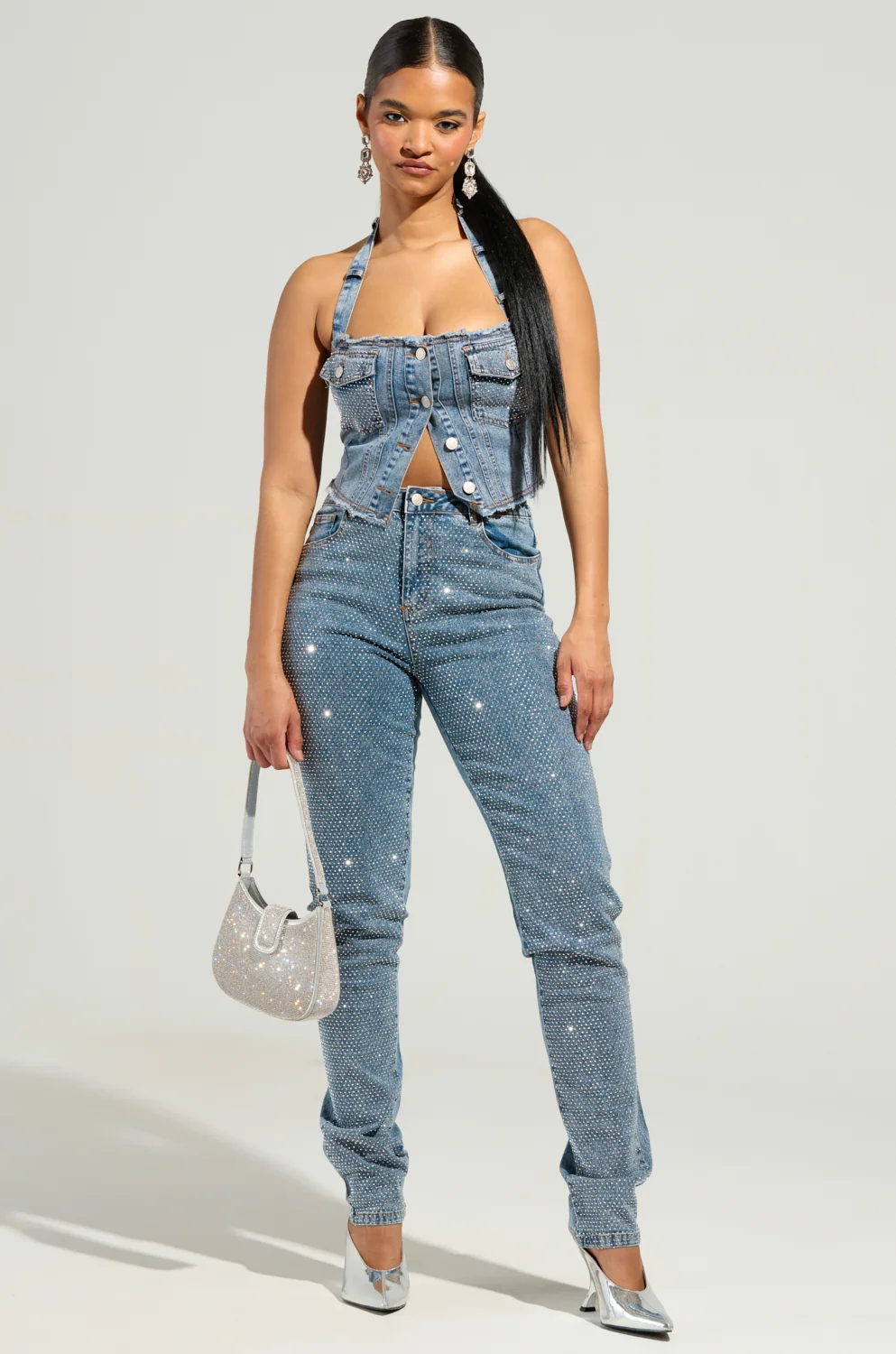 JOLIE RHINESTONE EMBELLISHED TAPERED JEAN - Akira Wear