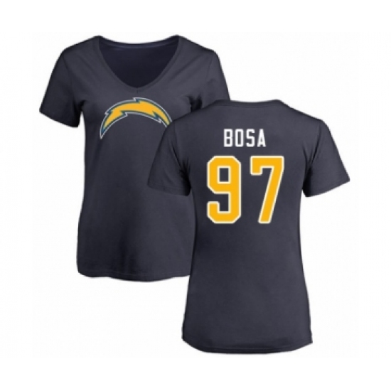 Football Women's Los Angeles Chargers #97 Joey Bosa Navy Blue Name & Number Logo T-Shirt - Jersey