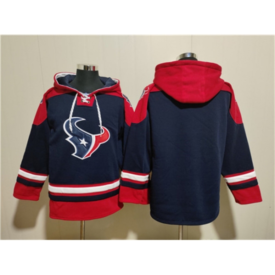 Men's Houston Texans Blank Navy Ageless Must-Have Lace-Up Pullover Hoodie - Jersey