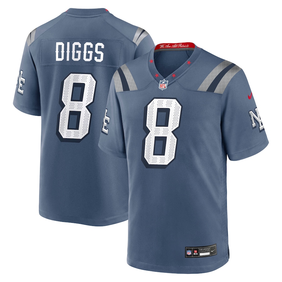 Men's New England Patriots Stefon Diggs Nike Storm Blue 2025 Rivalries Collection Game Jersey - Jersey