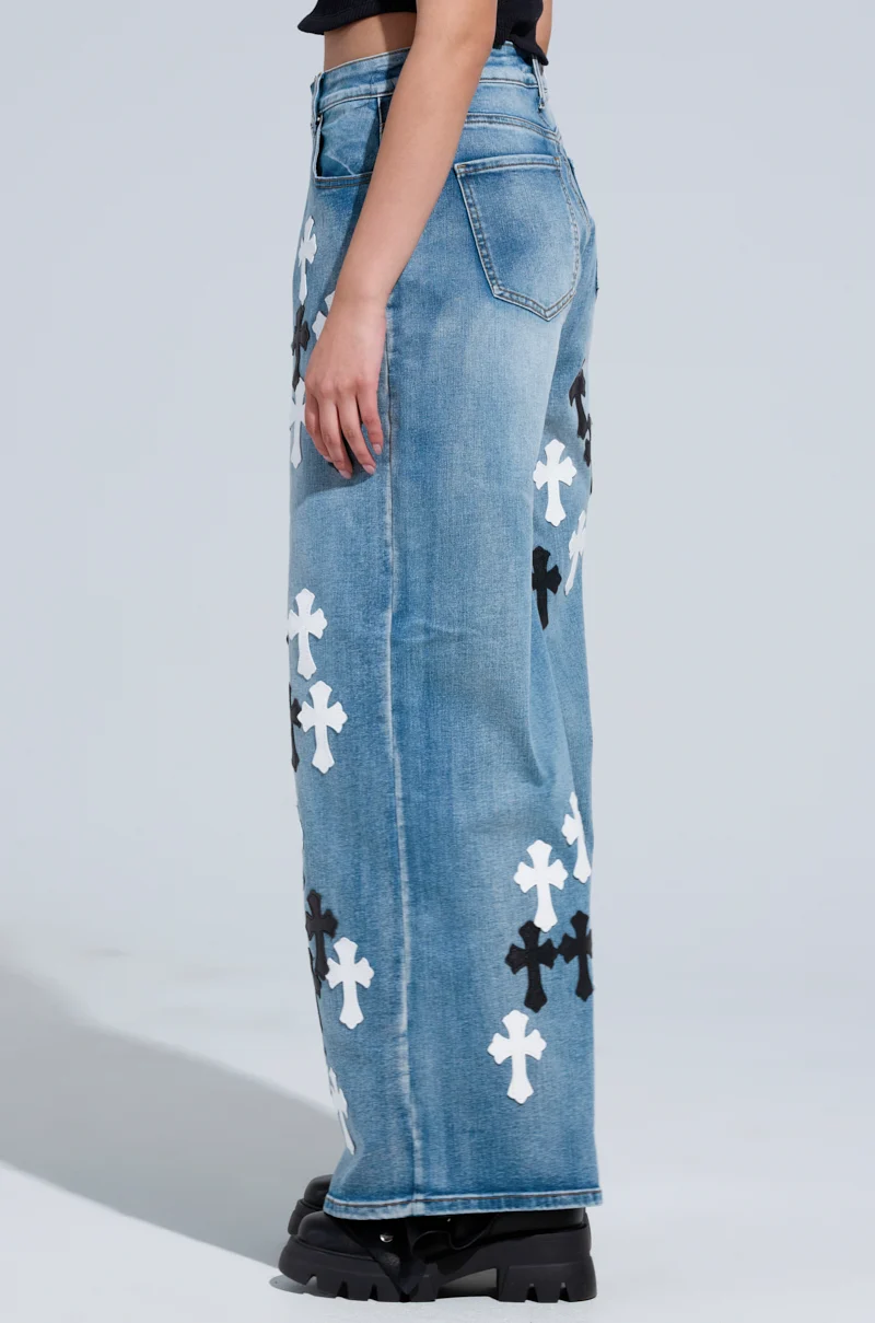 TAKE ME TO CHURCH PATCHWORK DENIM JEAN - Akira Wear