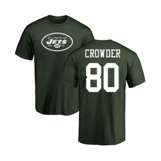 Football New York Jets #80 Jamison Crowder Green Name & Number Logo T-Shirt - Jersey