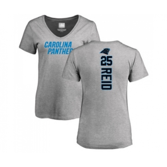 Football Women's Carolina Panthers #25 Eric Reid Ash Backer V-Neck T-Shirt - Jersey