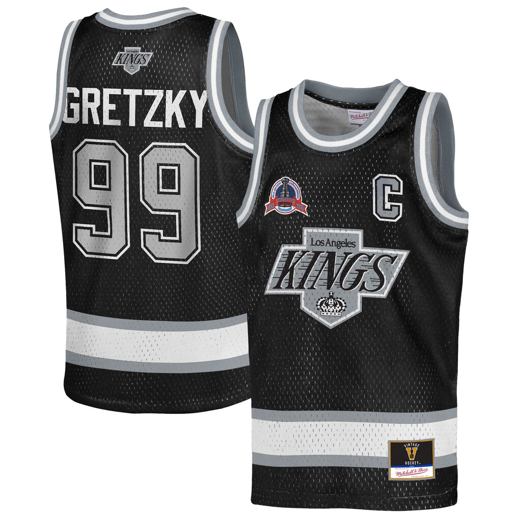 Youth Los Angeles Kings Wayne Gretzky Mitchell & Ness Black Maxxed Out Fashion Basketball Jersey - Jersey