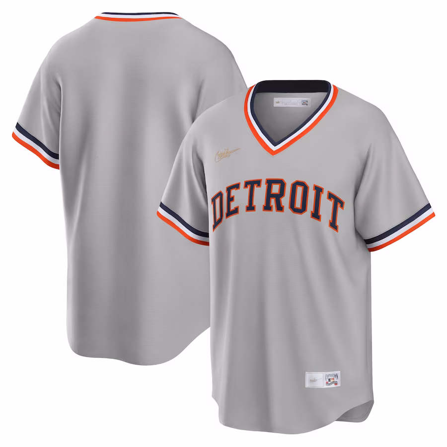 Men's Detroit Tigers Nike Gray Road Cooperstown Collection Team Jersey - Jersey