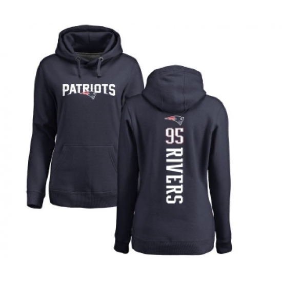 Football Women's New England Patriots #95 Derek Rivers Navy Blue Backer Pullover Hoodie - Jersey