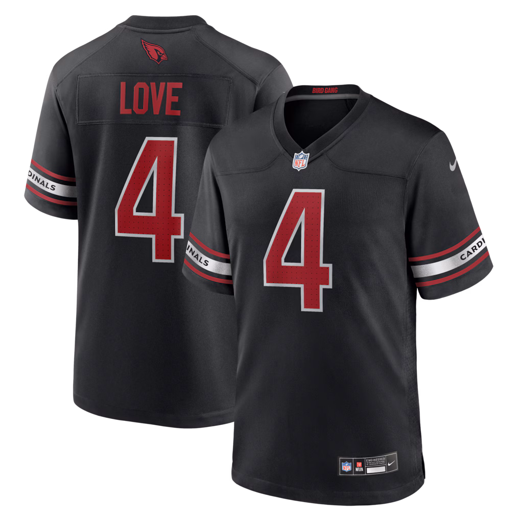 Men's Arizona Cardinals Jeremiyah Love Nike Black Alternate Game Player Jersey - Jersey