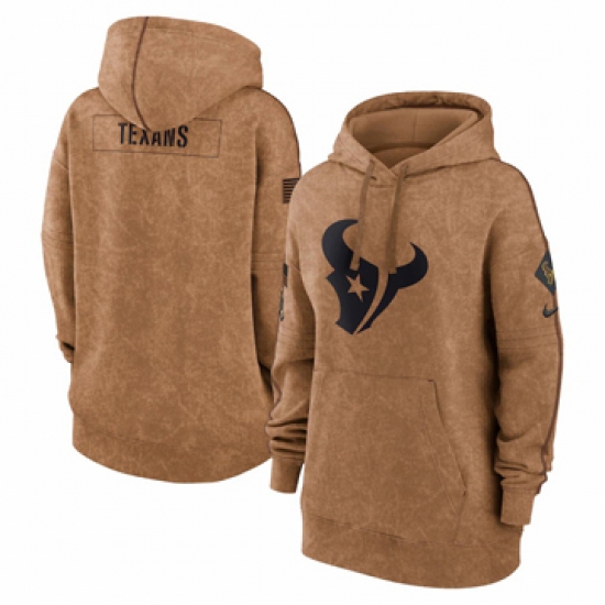 Women's Houston Texans Nike Brown 2023 Salute to Service Pullover Hoodie - Jersey