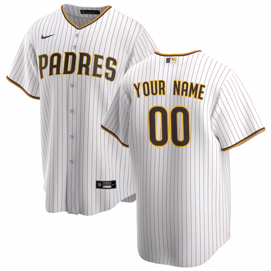 Men's San Diego Padres Nike White Home Replica Custom Jersey - Jersey