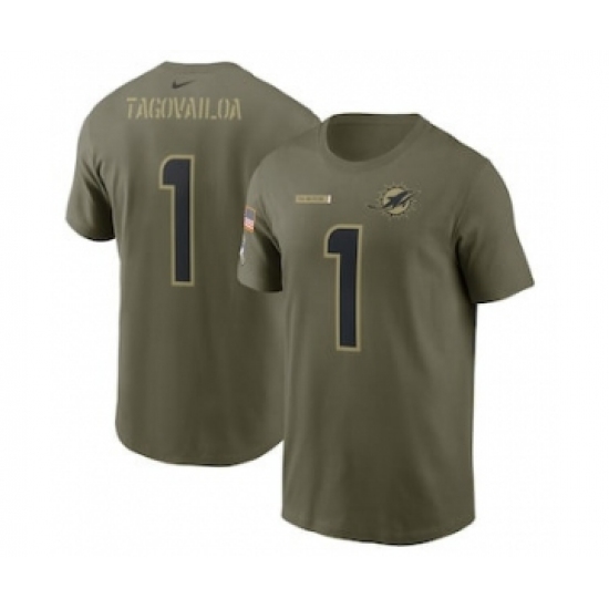Men's Miami Dolphins Tua Tagovailoa Football Camo 2021 Salute To Service Name & Number T-Shirt - Jersey