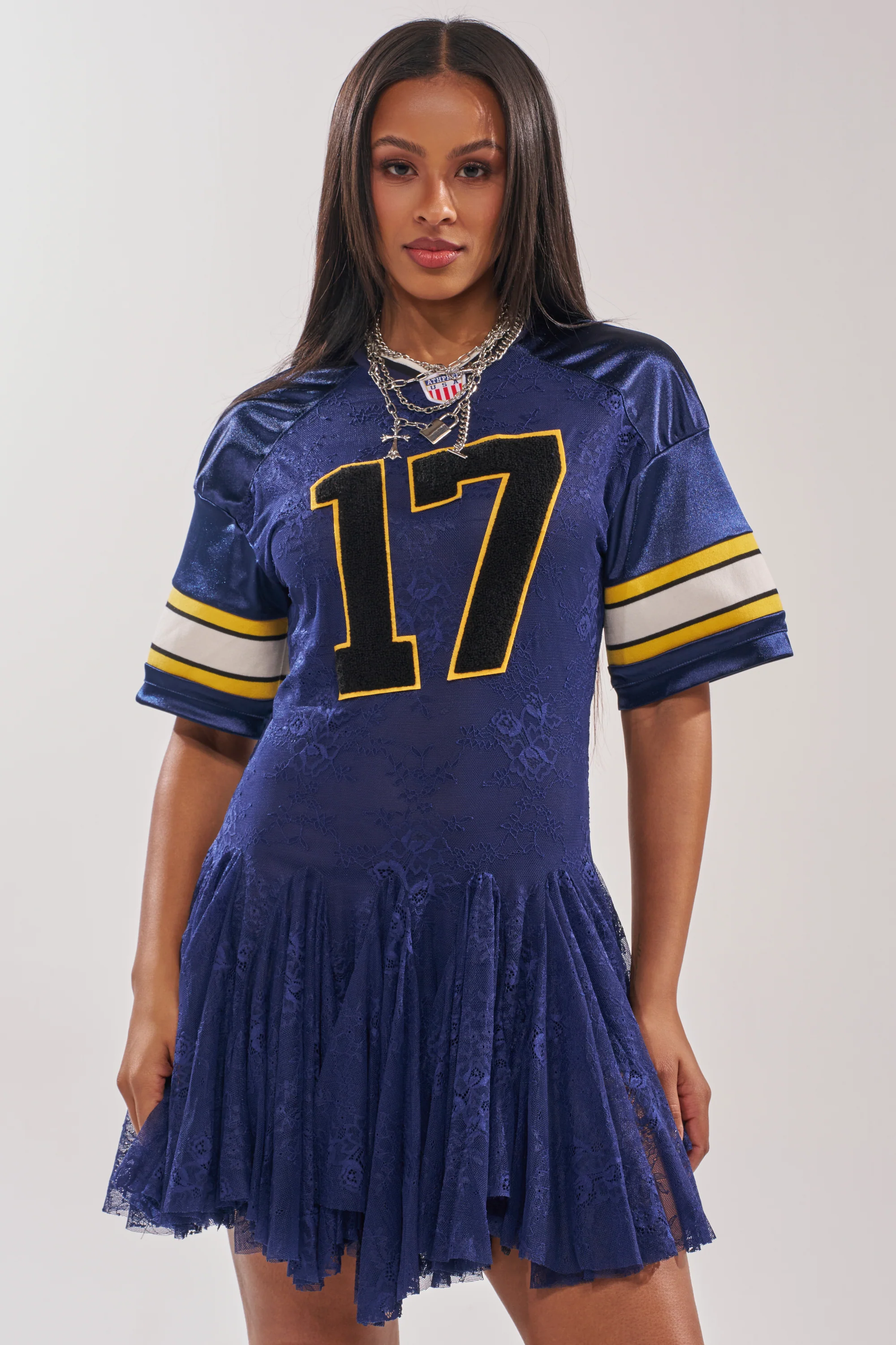 VARSITY BLUES LACE MINI DRESS - Akira Wear
