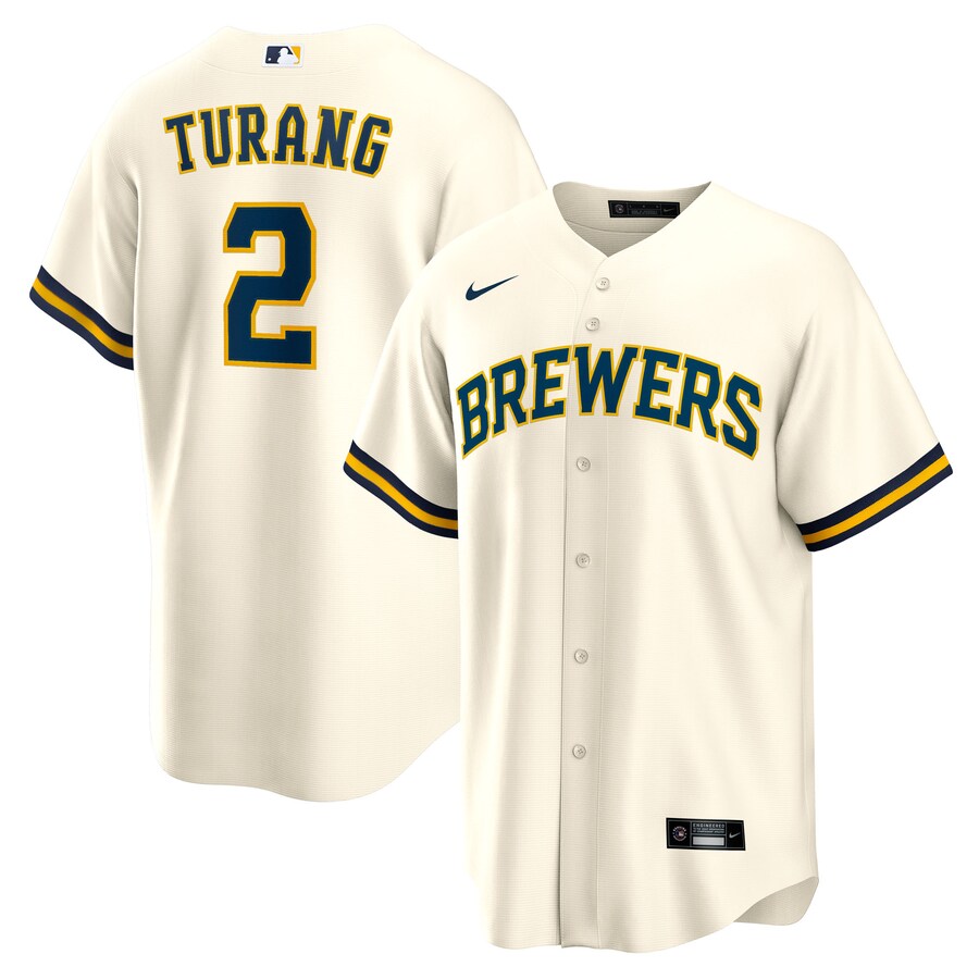 Youth Milwaukee Brewers Brice Turang Nike Cream Home Replica Jersey - Jersey