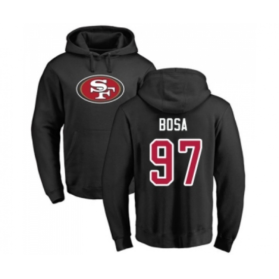 Football San Francisco 49ers #97 Nick Bosa Black Name & Number Logo Pullover Hoodie - Jersey