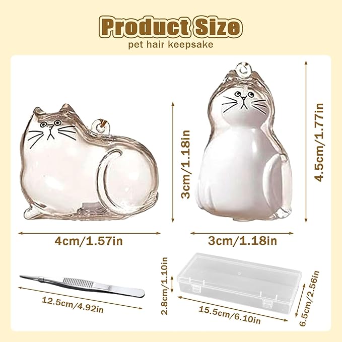 6pcs Cat Hair Keychain & Fur Storage Bottle