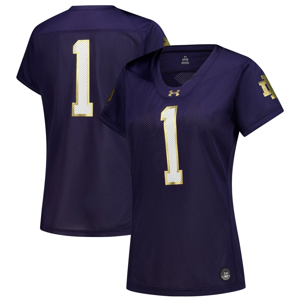 Women's Under Armour Navy Notre Dame Fighting Irish #1 Replica Football Jersey - Jersey
