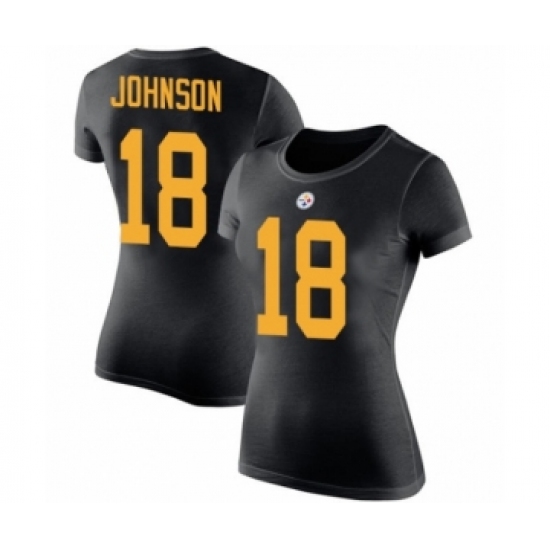Women's Pittsburgh Steelers #18 Diontae Johnson Black Rush Pride Name & Number T-Shirt - Jersey