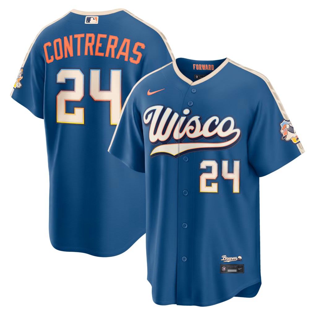 Men's Milwaukee Brewers William Contreras Nike Mineral Blue 2026 City Connect Stadium Jersey - Jersey