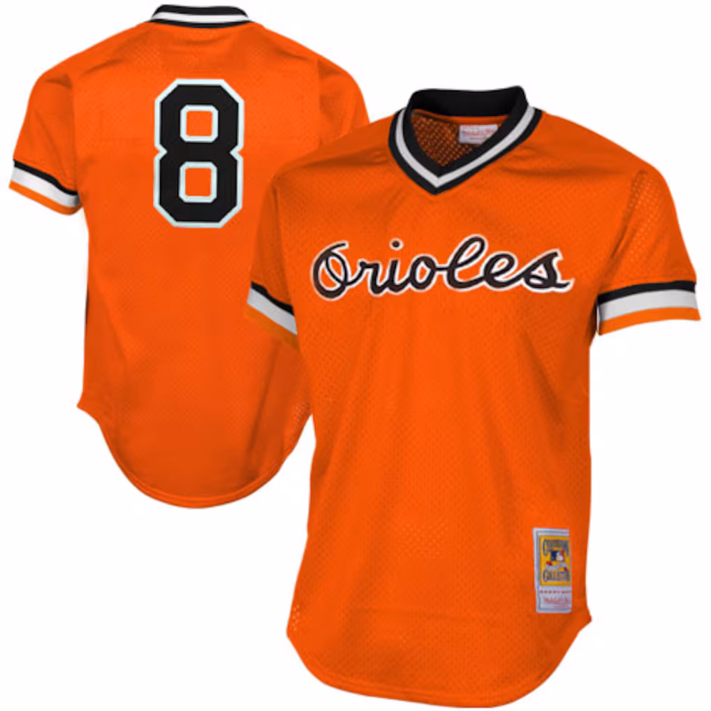 Men's Baltimore Orioles Cal Ripken Jr. Mitchell & Ness Orange Authentic Batting Practice Jersey - Jersey