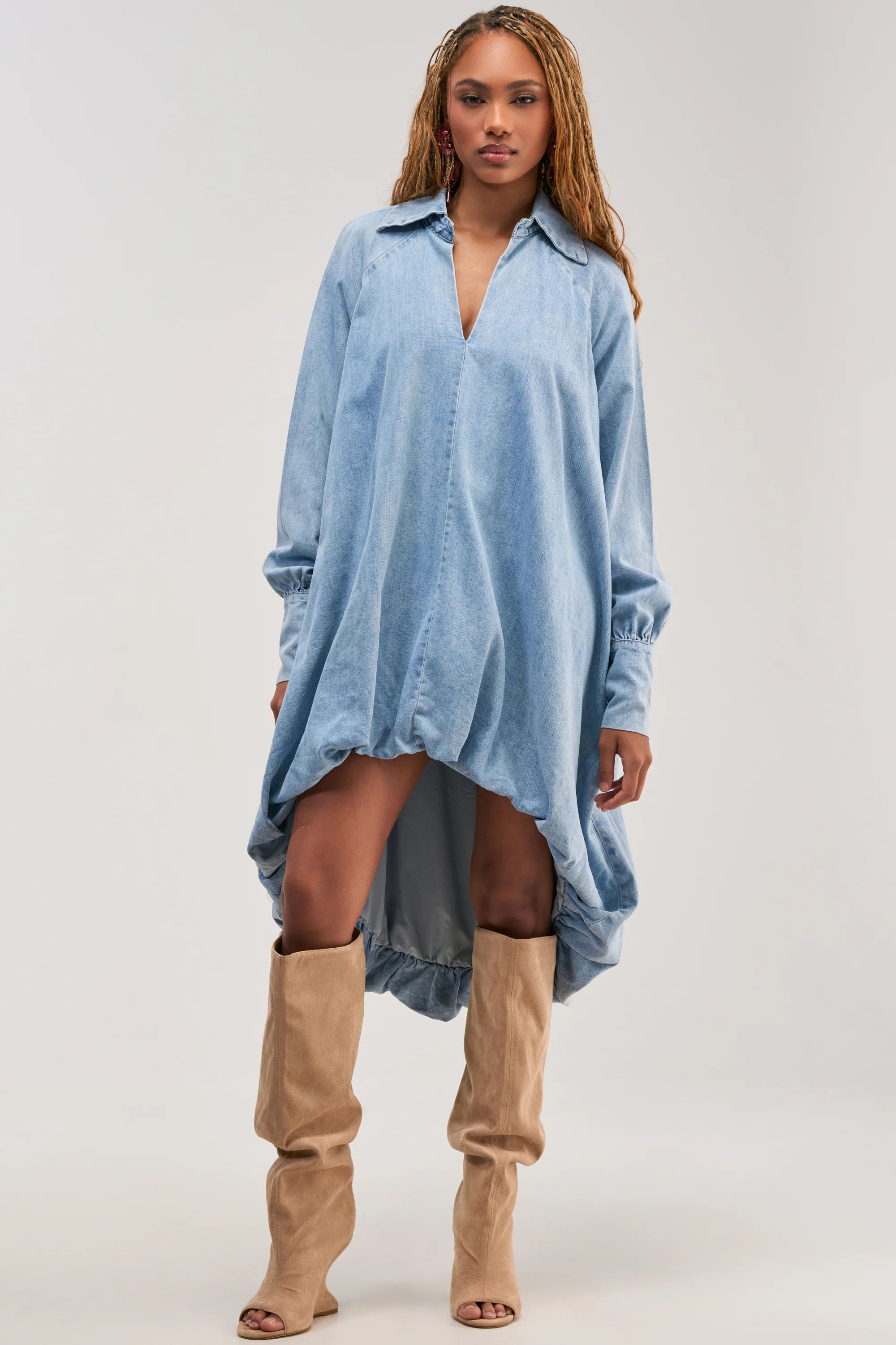 AMELIA DENIM HIGH-LOW DRESS - Akira Wear