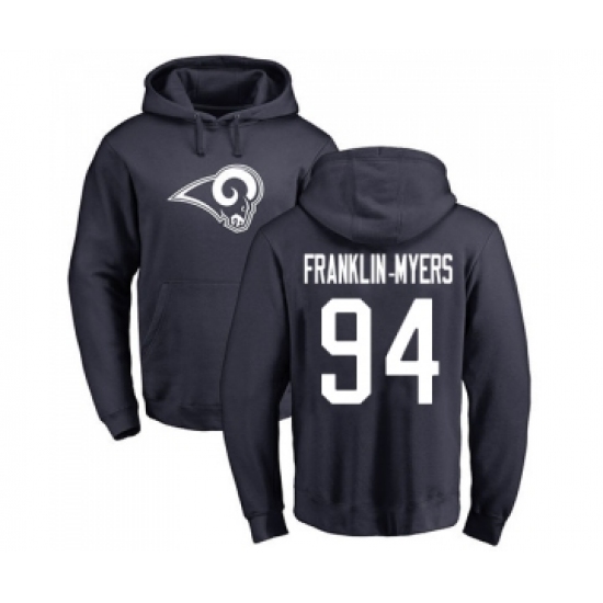 Football Los Angeles Rams #94 John Franklin-Myers Navy Blue Name & Number Logo Pullover Hoodie - Jersey