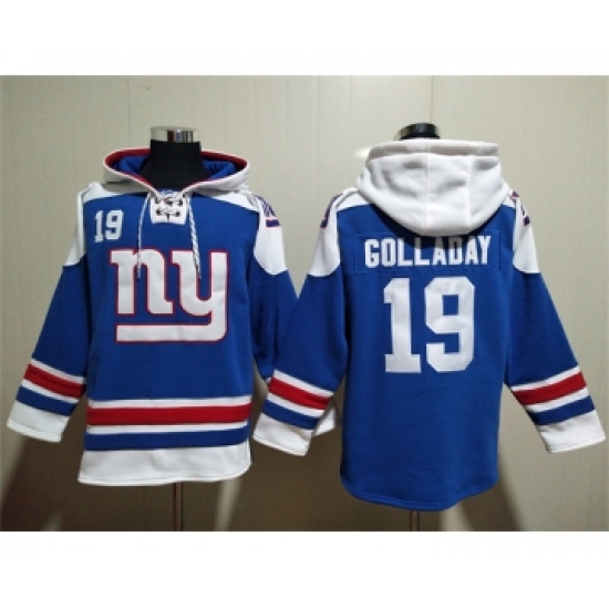 Men's New York Giants #19 Kenny Golladay Blue Lace-Up Pullover Hoodie - Jersey