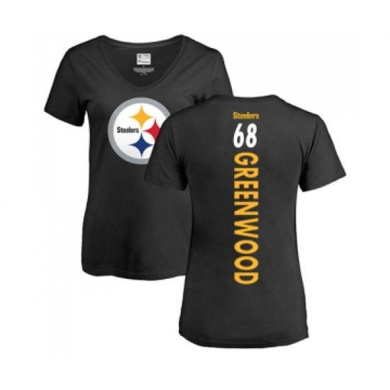 Football Women's Pittsburgh Steelers #68 L.C. Greenwood Black Backer Slim Fit T-Shirt - Jersey