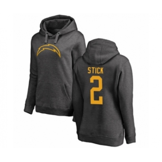 Football Women's Los Angeles Chargers #2 Easton Stick Ash One Color Pullover Hoodie - Jersey