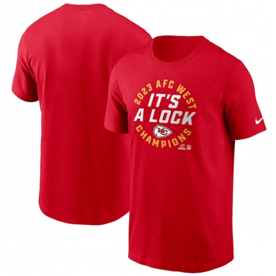 Men's Kansas City Chiefs Red 2023 AFC West Division Champions Locker Room Trophy Collection T-Shirt - Jersey