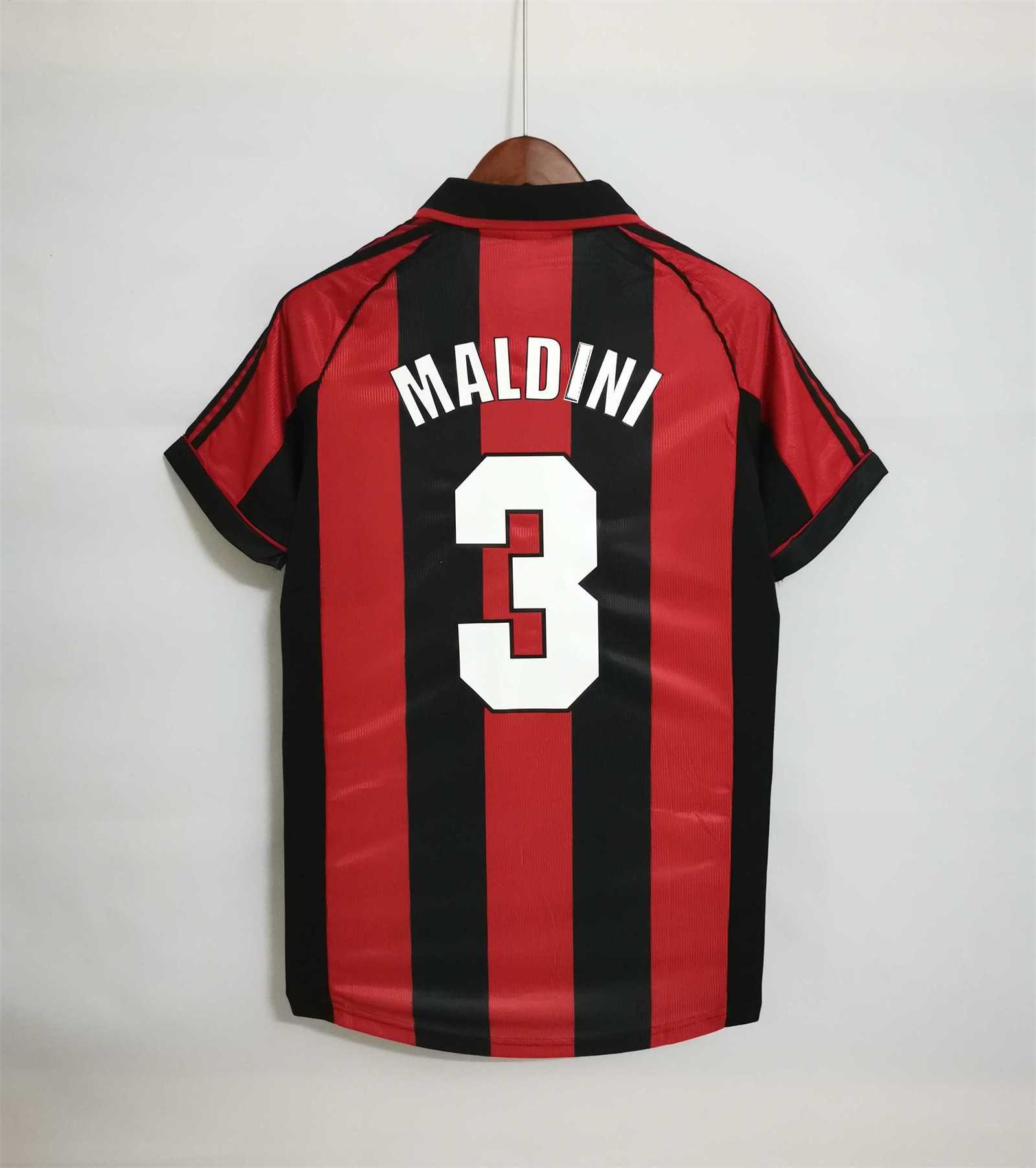 Maldini #3 AC Milan Retro Soccer Jersey Home Custom Shirt 1998/00 - Jersey