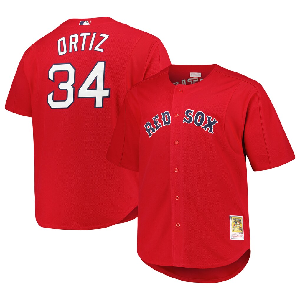 Men's Boston Red Sox David Ortiz Mitchell & Ness Red Big & Tall Cooperstown Mesh Batting Practice Jersey - Jersey