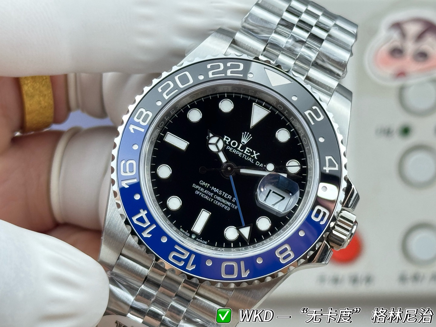 No.7 WKD Rolex GMT‑Master II Batman Blue‑Black Bezel Automatic Mechanical Men's Watch