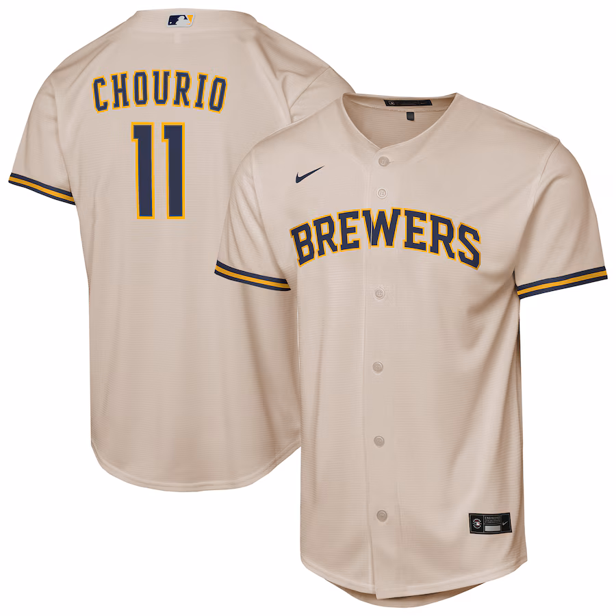 Youth Milwaukee Brewers Jackson Chourio Nike Cream Home Replica Player Jersey - Jersey