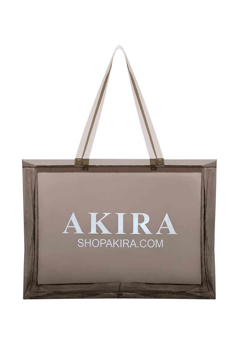 AKIRA PVC XXL SHOPPING BAG IN BLACK CLEAR - Akira Wear